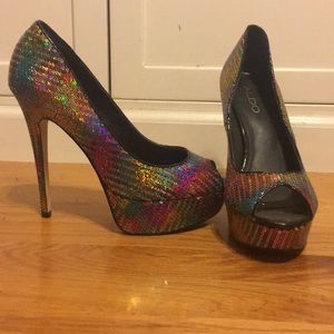 Super sparkly rainbow heels